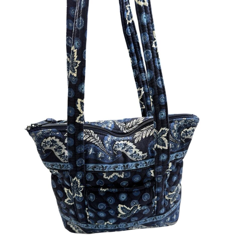 Vera Bradley Shoulder Bag Blue Coin Retired 2000-02 Lots of Pockets Y2K Quilted